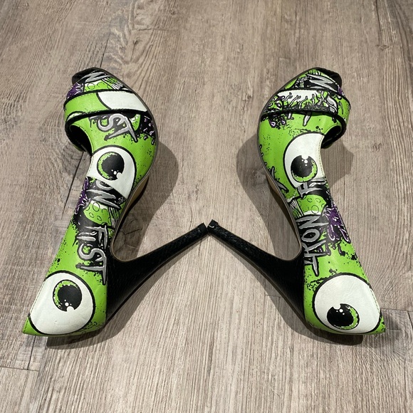 Iron Fist PVC Stiletto High Heels Eyeballs Pattern US 6 - Picture 4 of 6